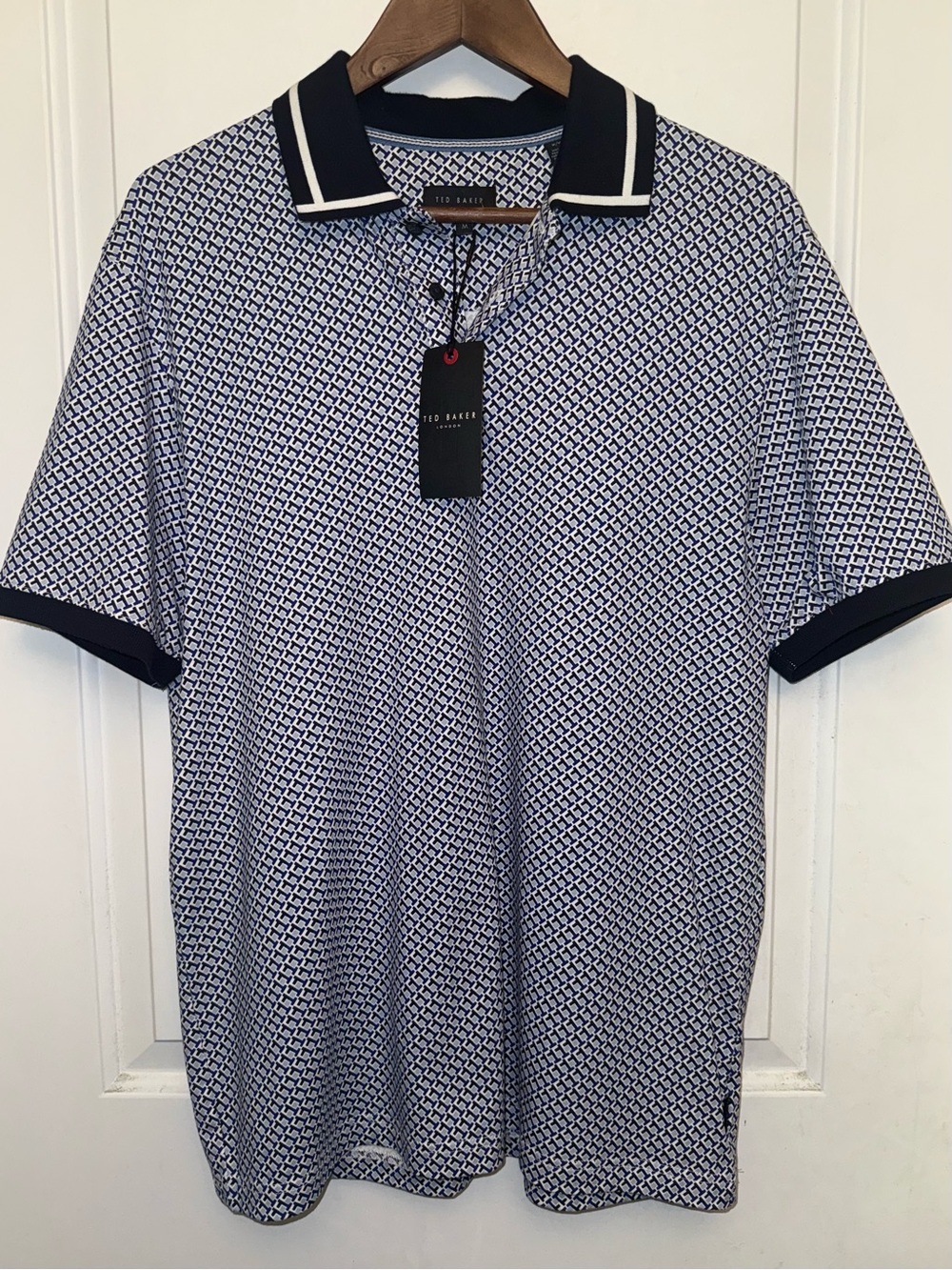 Ted Baker London NWT Signature Monogram Polo in “Sky Captain" Blue